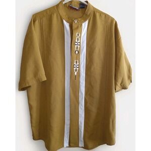 Wear the Right Thing  Henri Valdise Sz L Mustard Yellow Urban Ethnic Button-Up